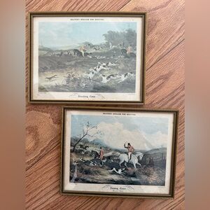 Vintage English Hunting Dog Art Prints with Blue and Green Tones